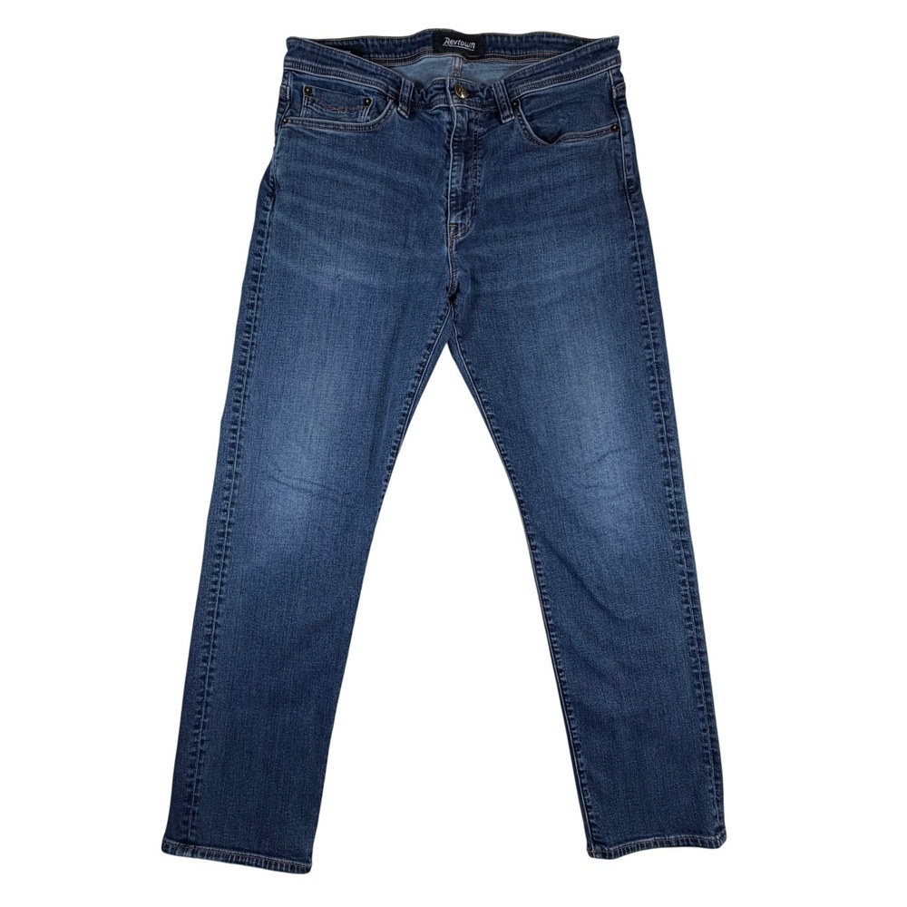 Revtown Decade Denim Automatic Mens Jeans 35x32 Medium Wash Blue Straight Leg